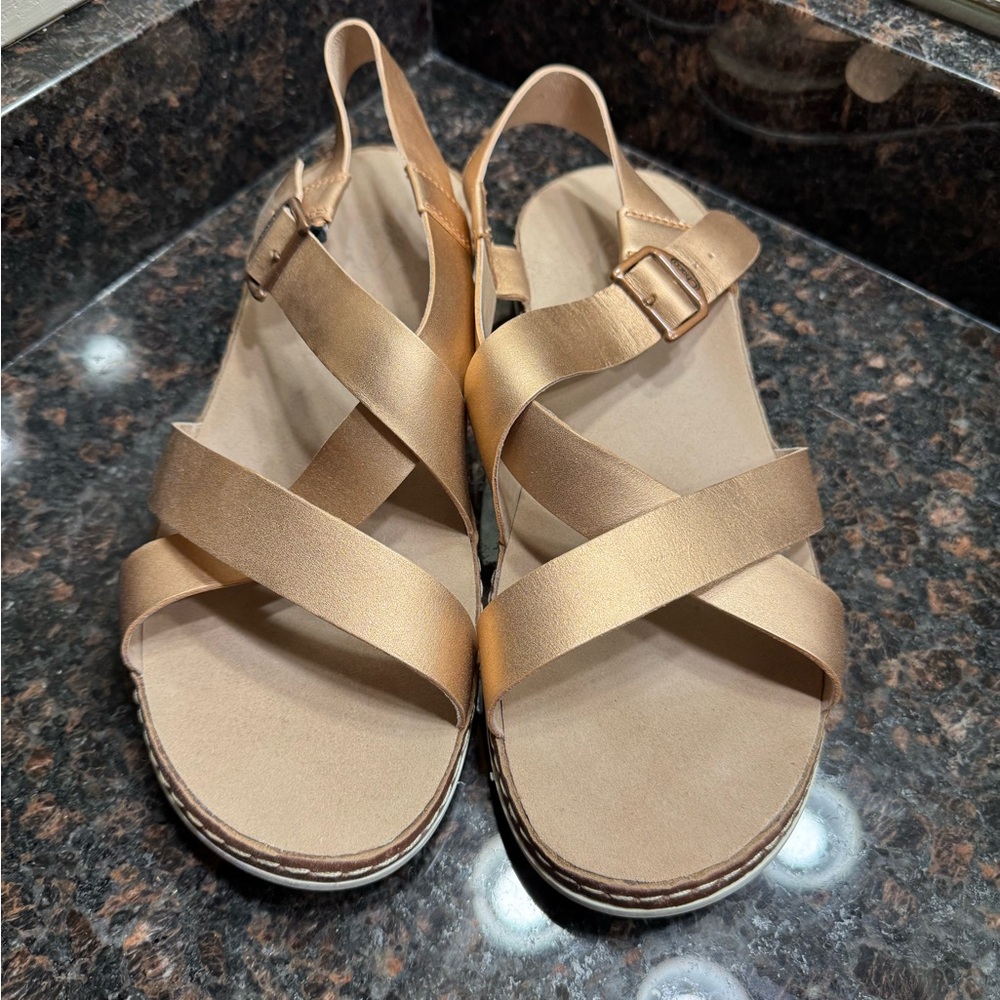 Chaco rose gold sandals.